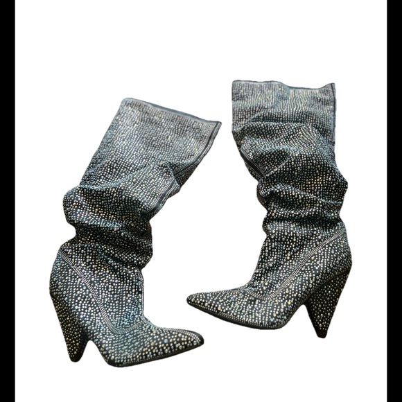 Elegant Black and Silver Women's Boots - Picture 1 of 9